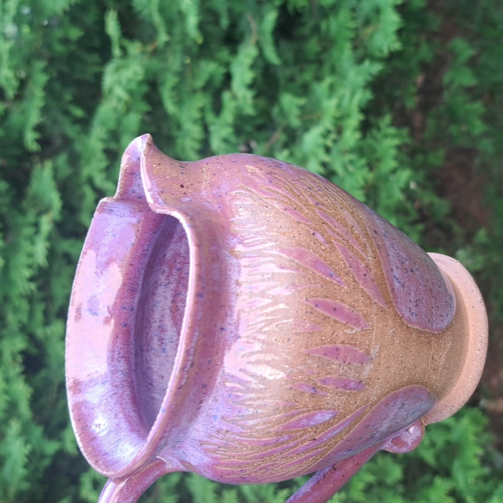 Vintage Purple & Brown Pottery Pitcher No Flaws